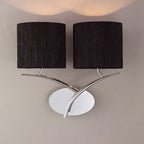 M1135/S Eve Wall Lamp Switched 2 Light E27 Polished Chrome White Oval Shades