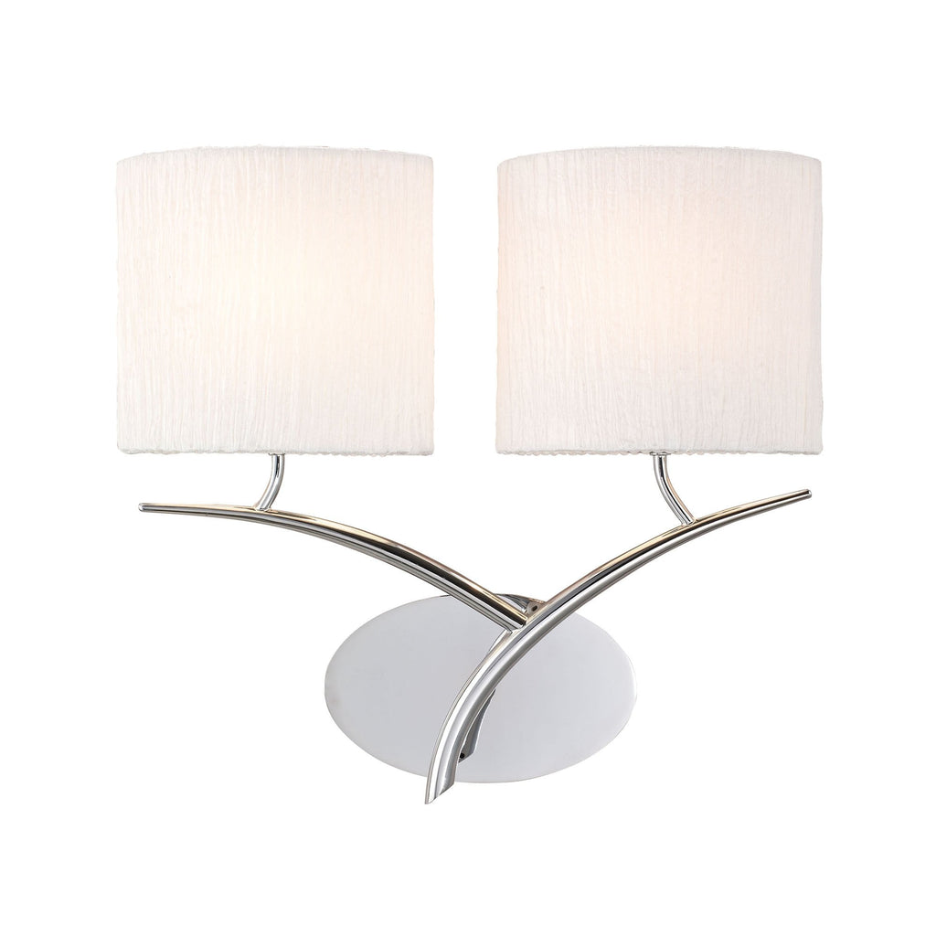 M1135 Eve Wall Lamp 2 Light E27 Polished Chrome White Oval Shades