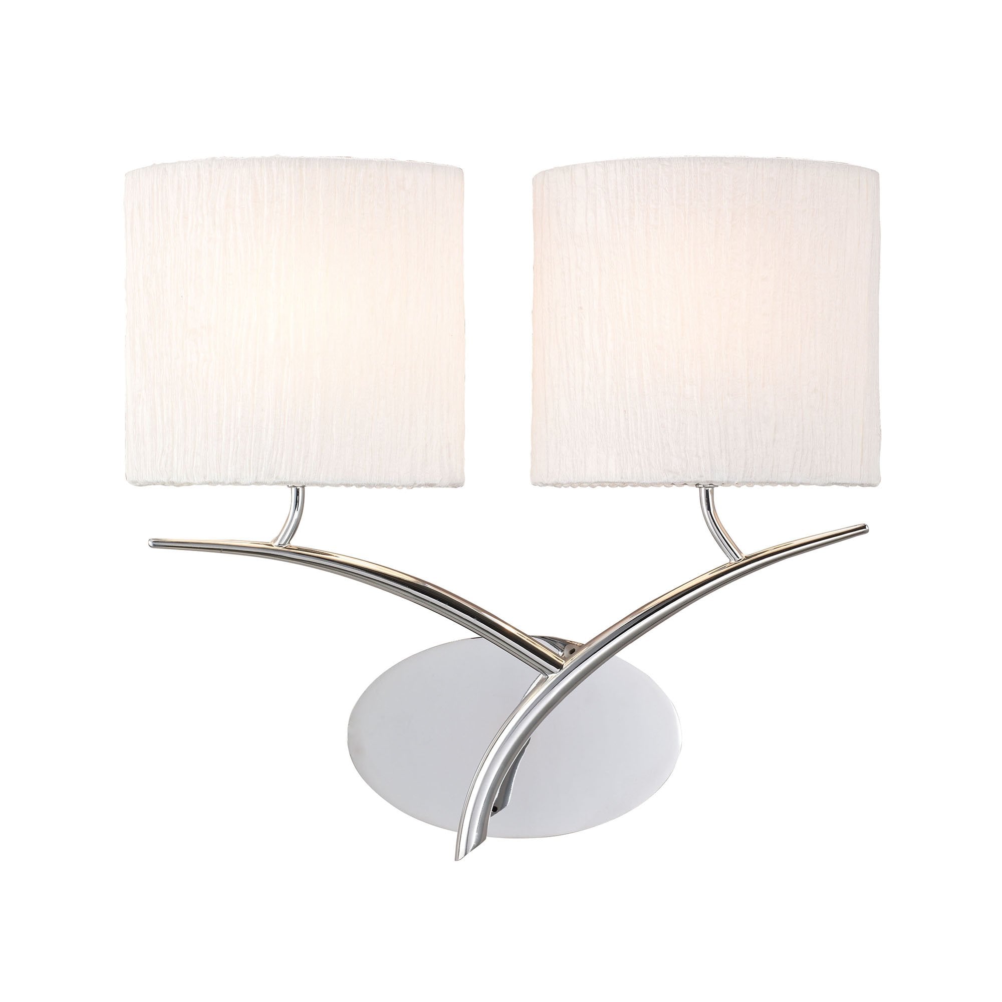 M1135 Eve Wall Lamp 2 Light E27 Polished Chrome White Oval Shades
