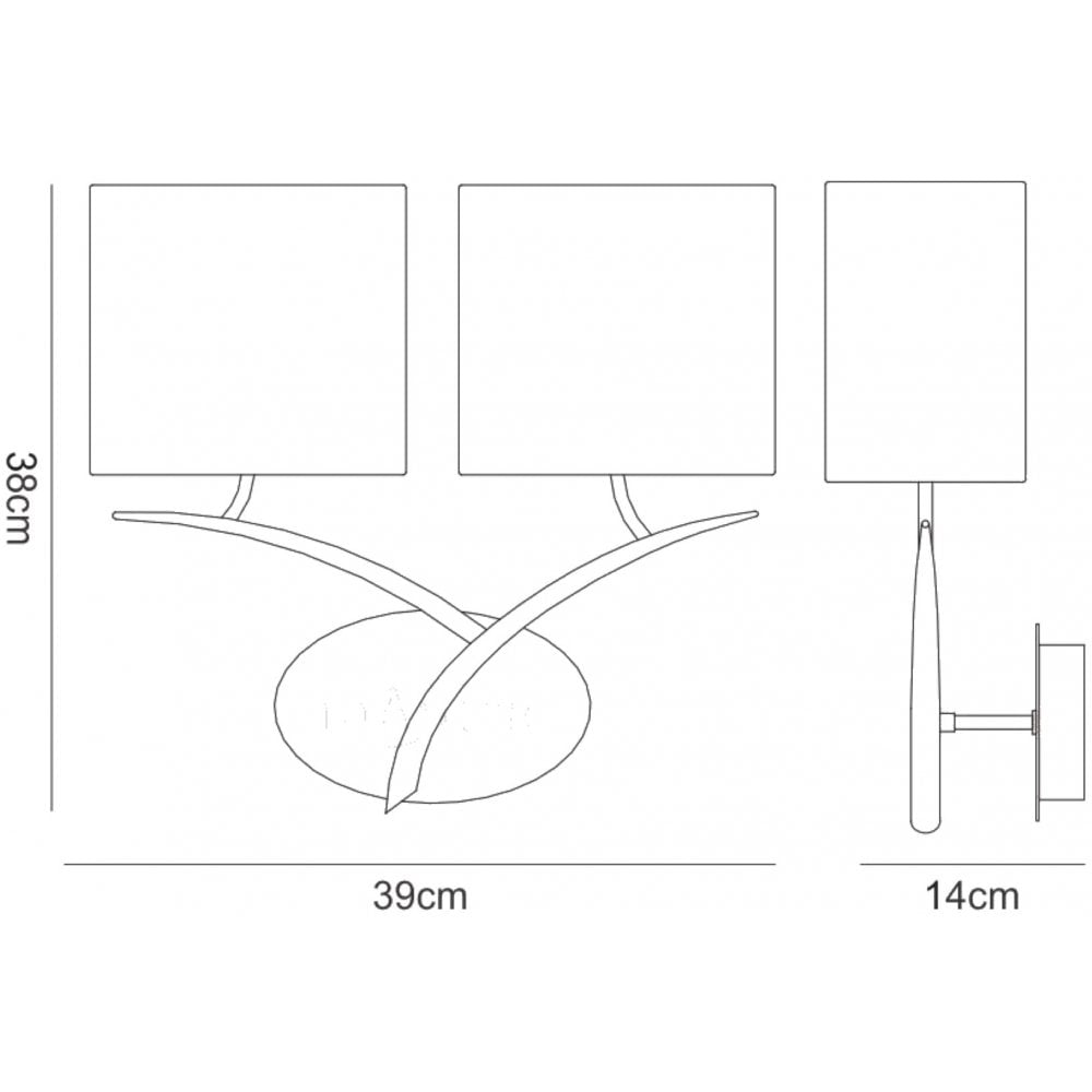 M1135 Eve Wall Lamp 2 Light E27 Polished Chrome White Oval Shades
