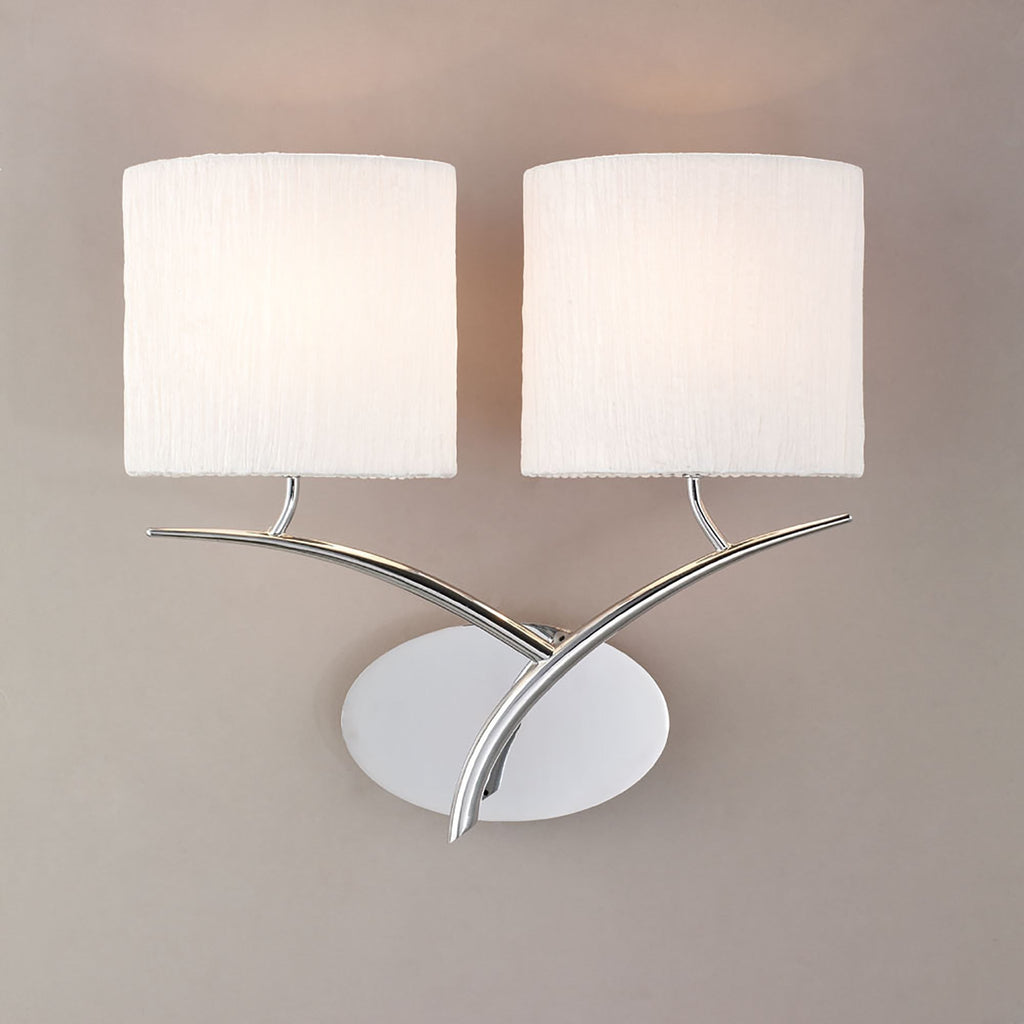 M1135 Eve Wall Lamp 2 Light E27 Polished Chrome White Oval Shades