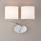 M1135 Eve Wall Lamp 2 Light E27 Polished Chrome White Oval Shades