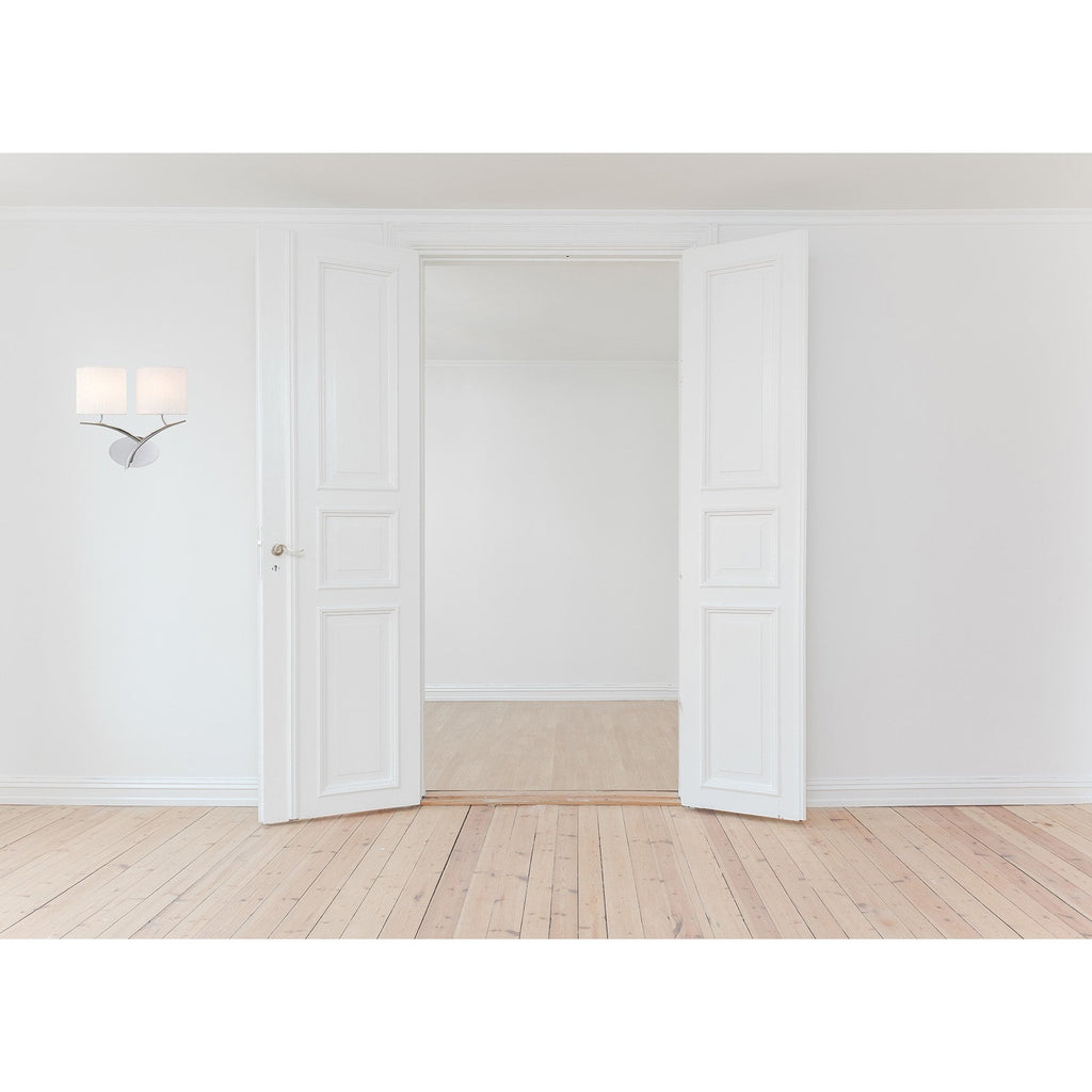 M1135 Eve Wall Lamp 2 Light E27 Polished Chrome White Oval Shades