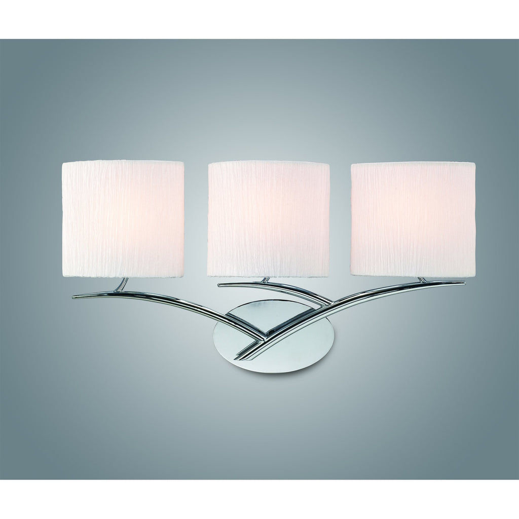 M1136 Eve Wall Lamp 3 Light E27 Polished Chrome White Oval Shades