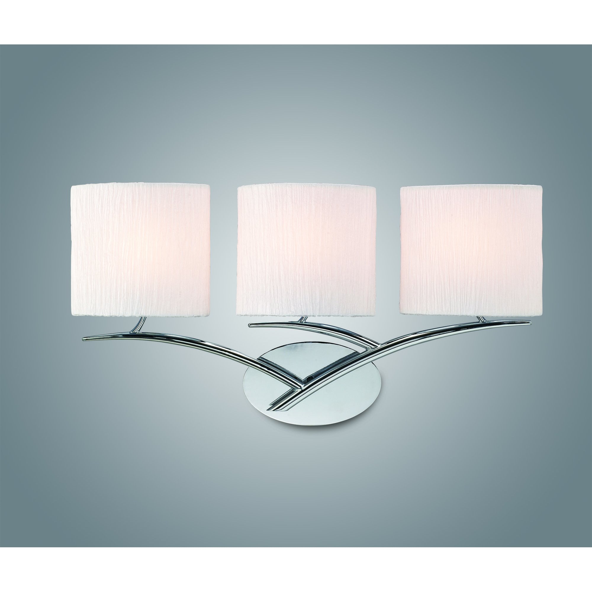 M1136 Eve Wall Lamp 3 Light E27 Polished Chrome White Oval Shades