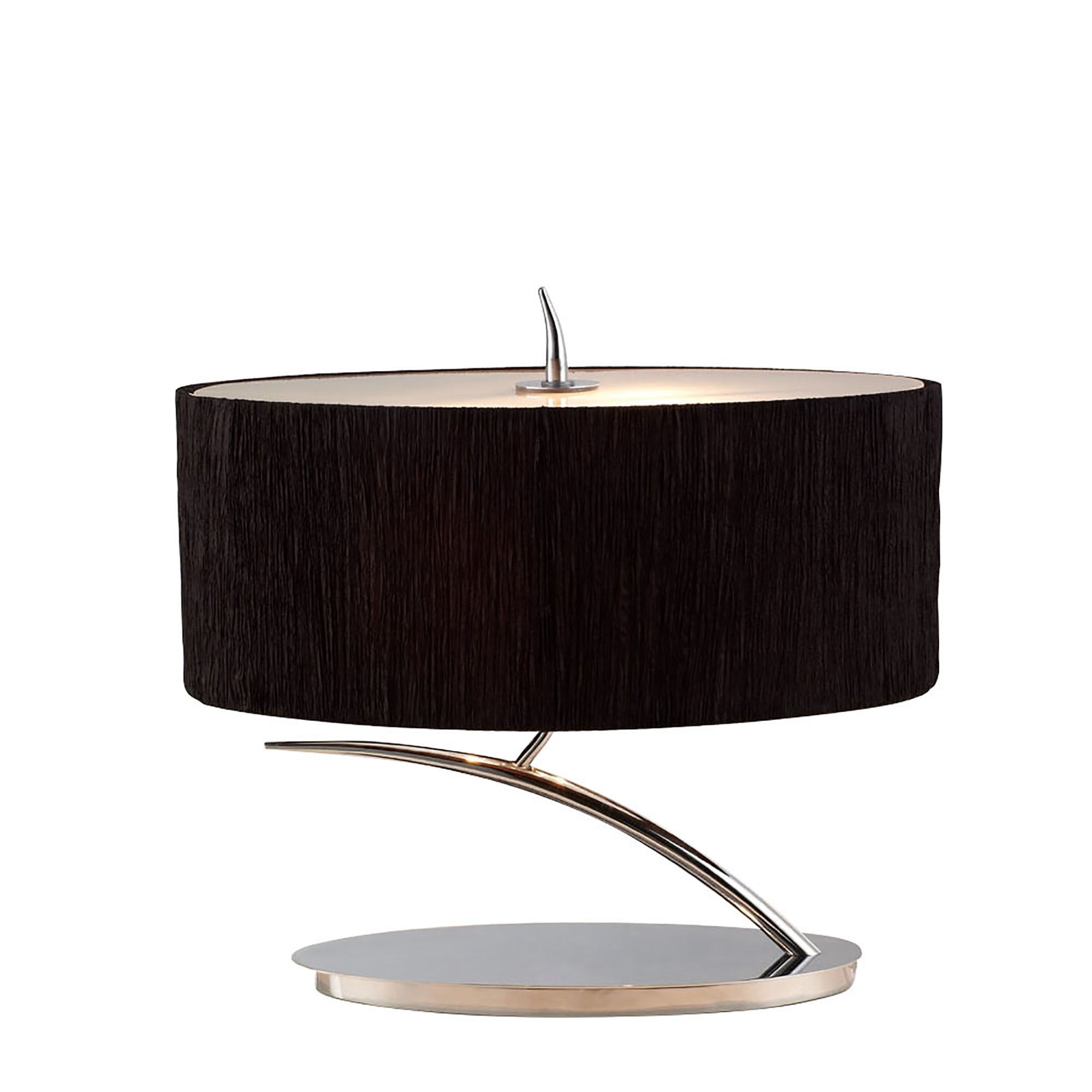 M1138/BS Eve Table Lamp 2 Light E27 Small Polished Chrome Black Oval Shade