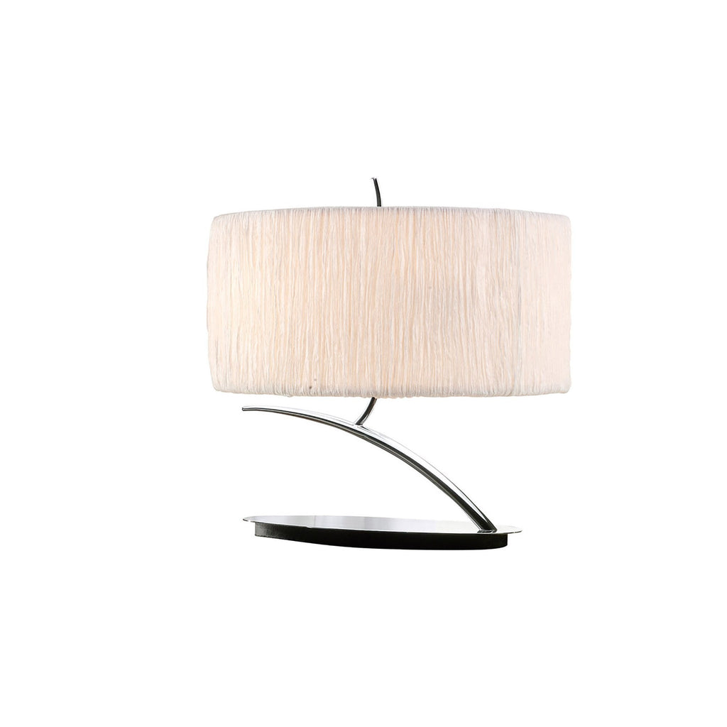 M1138 Eve Table Lamp 2 Light E27 Small Polished Chrome White Oval Shade
