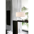 M1138 Eve Table Lamp 2 Light E27 Small Polished Chrome White Oval Shade