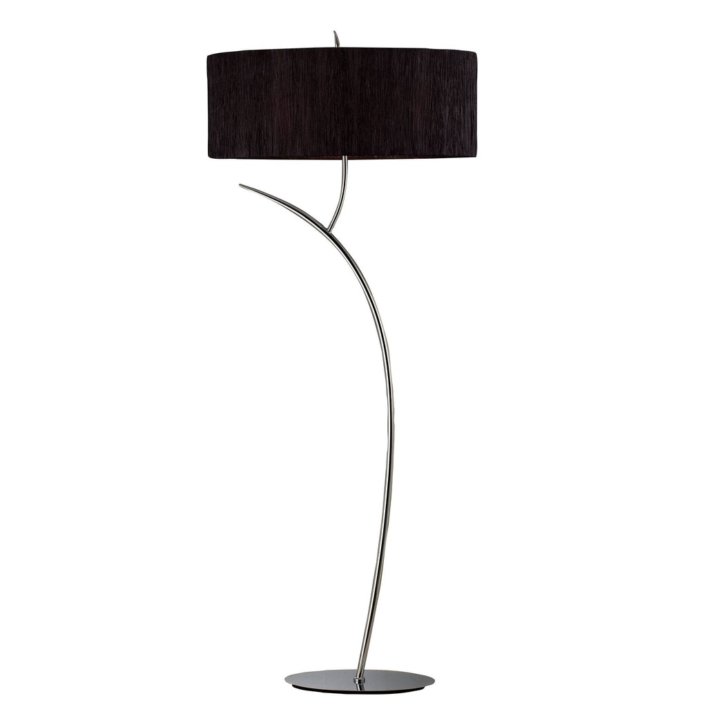 M1139/BS Eve Floor Lamp 2 Light E27 Polished Chrome Black Oval Shade