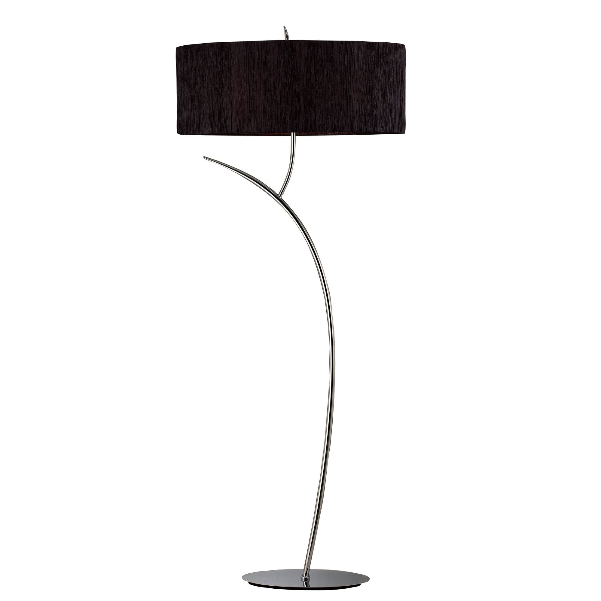 M1139/BS Eve Floor Lamp 2 Light E27 Polished Chrome Black Oval Shade