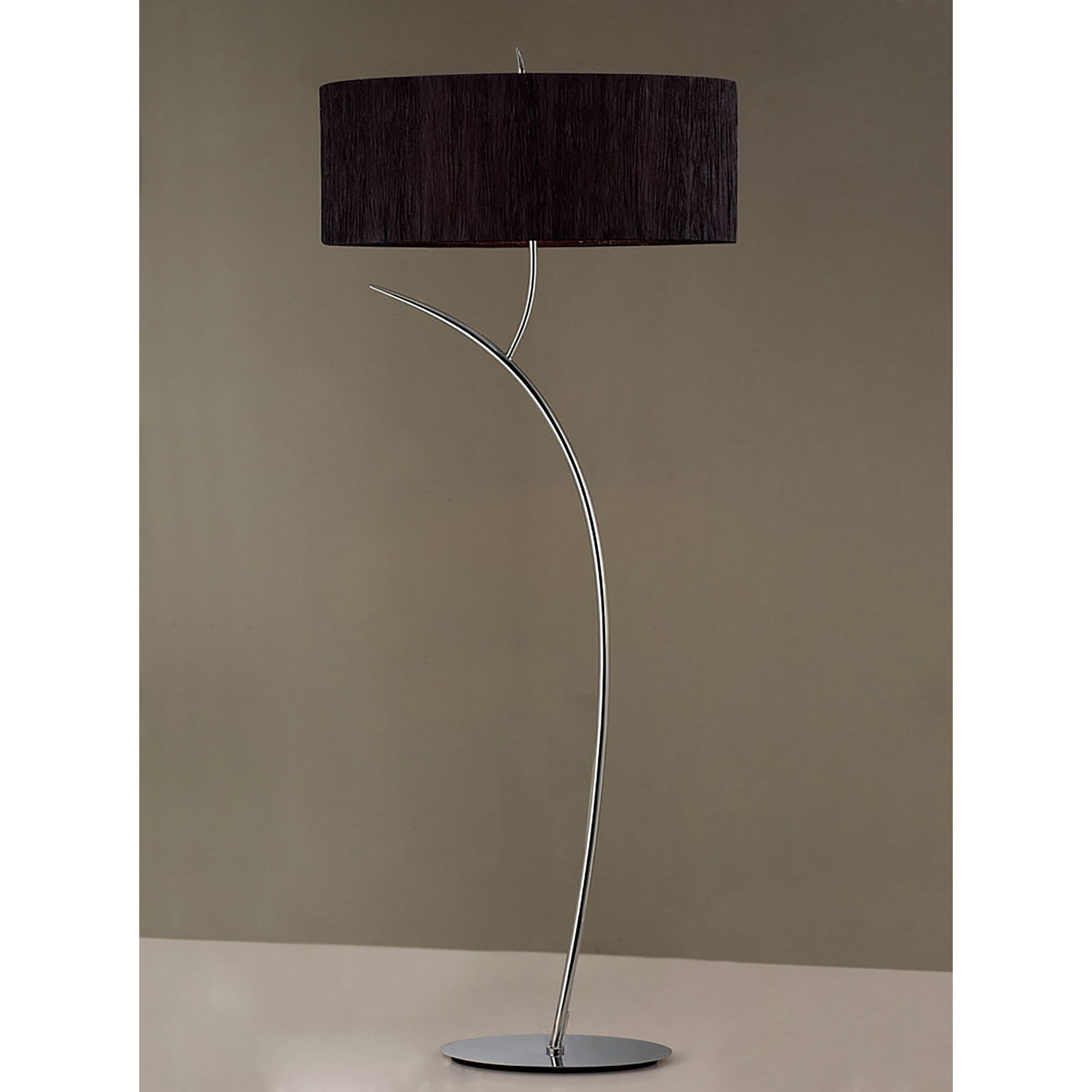 M1139/BS Eve Floor Lamp 2 Light E27 Polished Chrome Black Oval Shade