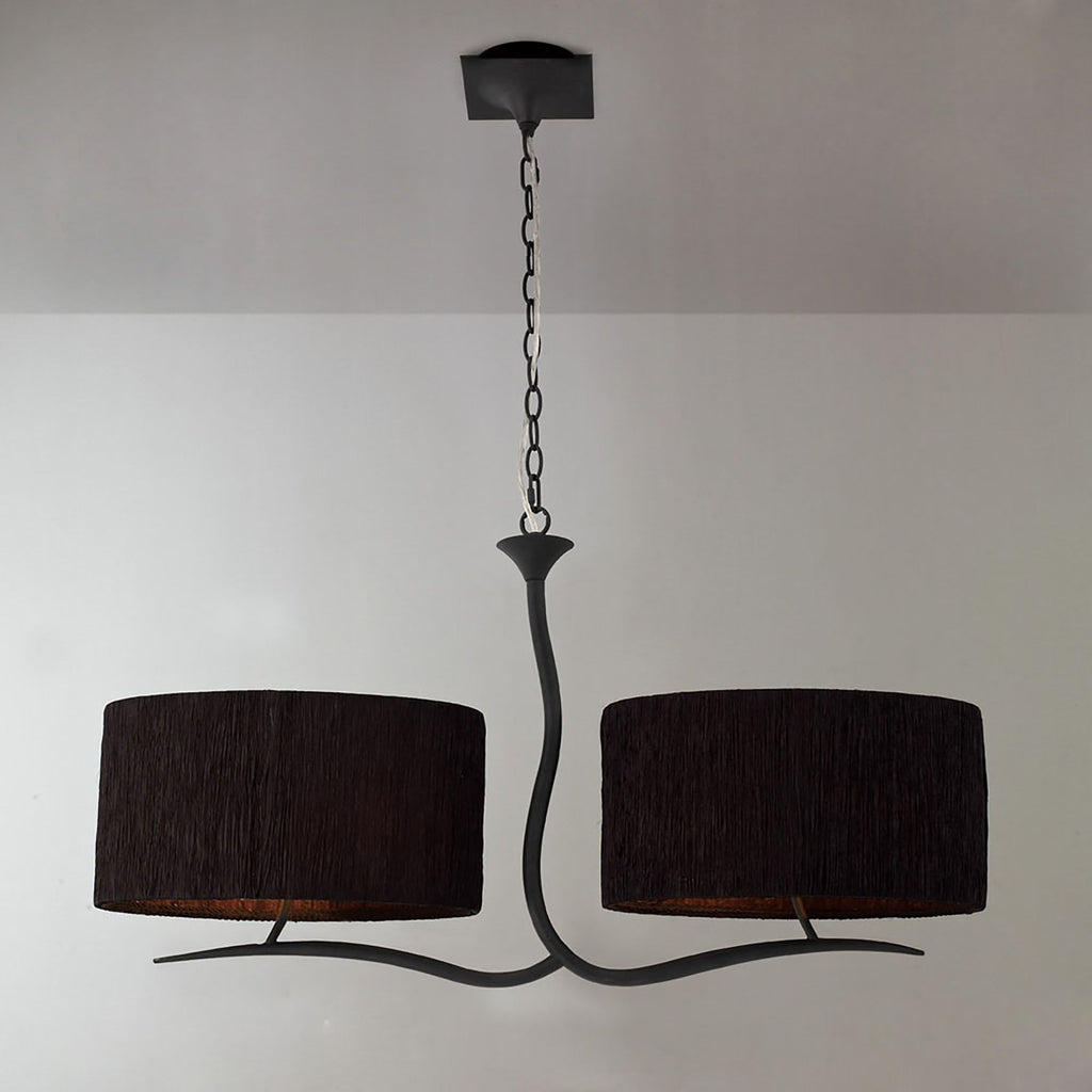 M1150/BS Eve Linear Pendant 2 Arm 4 Light E27 Anthracite Black Oval Shades