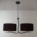 M1150/BS Eve Linear Pendant 2 Arm 4 Light E27 Anthracite Black Oval Shades