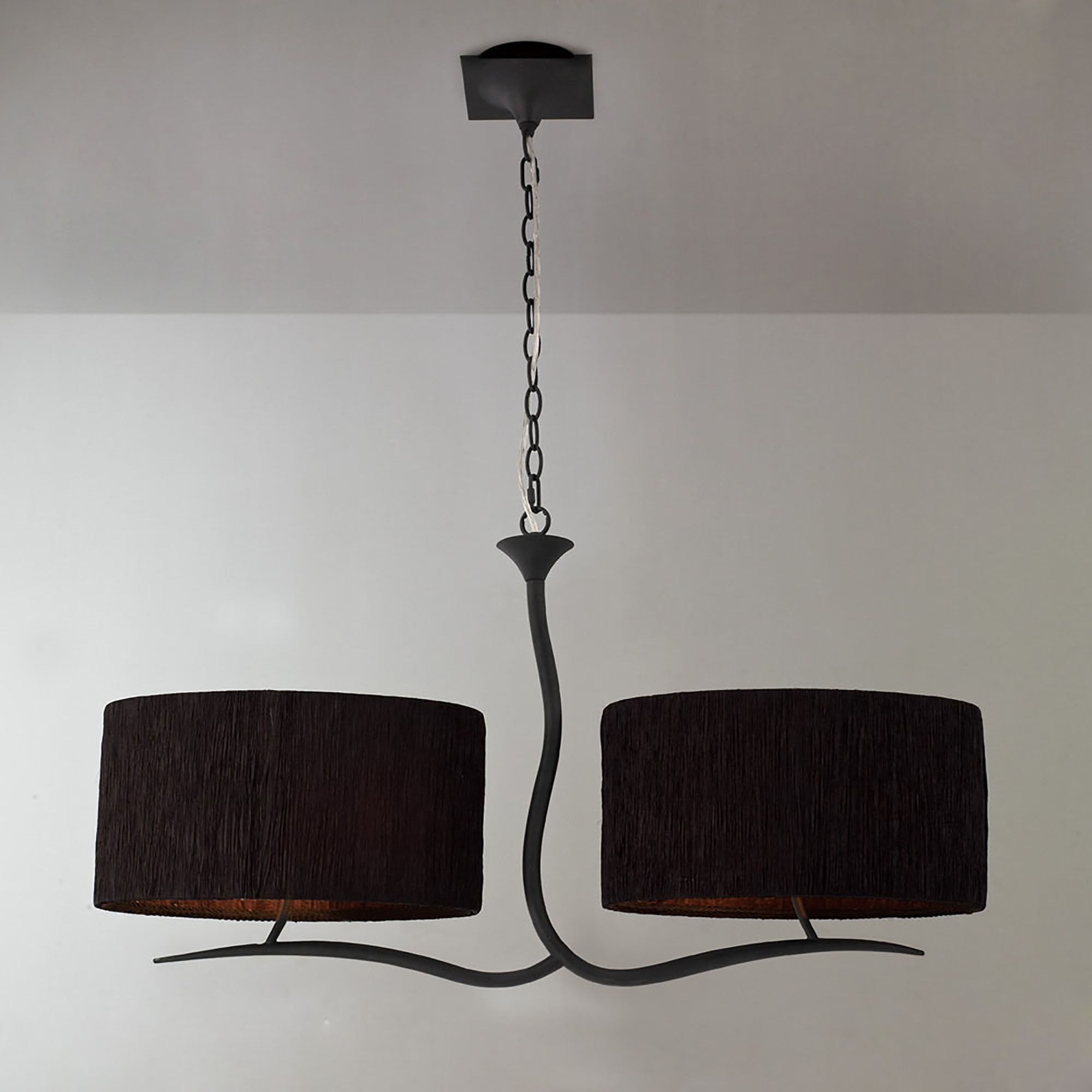 M1150/BS Eve Linear Pendant 2 Arm 4 Light E27 Anthracite Black Oval Shades