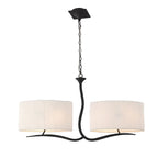 M1150 Eve Linear Pendant 2 Arm 4 Light E27 Anthracite White Oval Shades