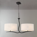 M1150 Eve Linear Pendant 2 Arm 4 Light E27 Anthracite White Oval Shades