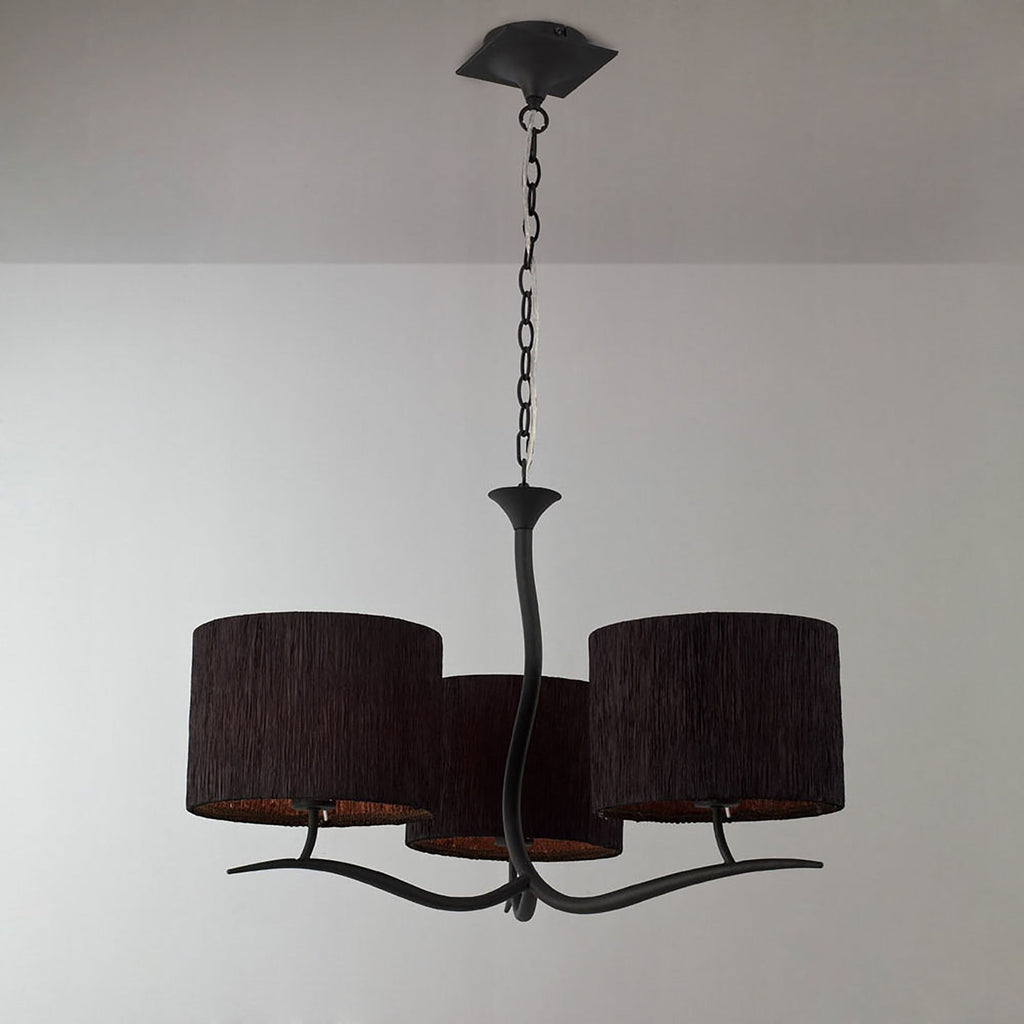 M1151/BS Eve Pendant 3 Light E27 Anthracite Black Round Shades