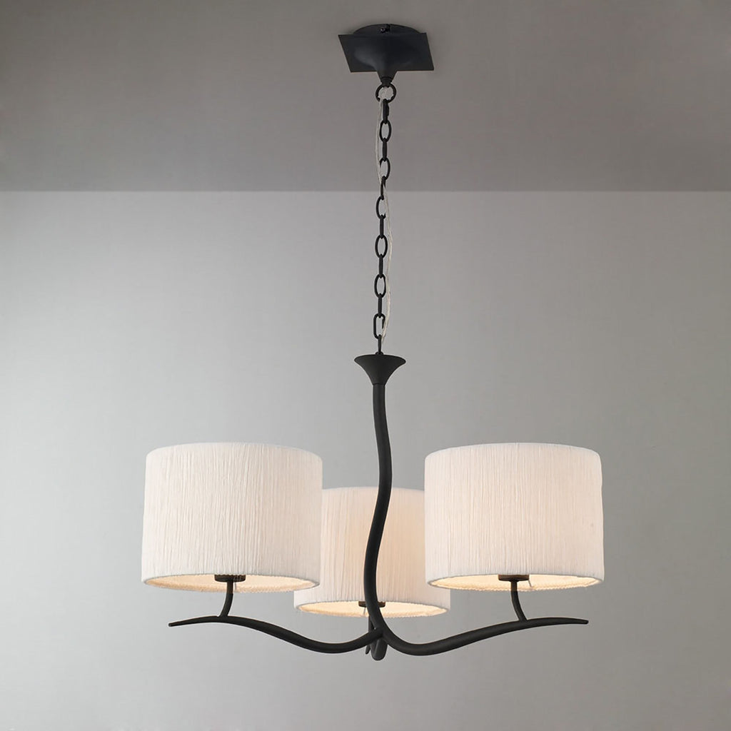 M1151 Eve Pendant 3 Light E27 Anthracite White Round Shades