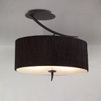 M1152/BS Eve Semi Flush 2 Light E27 Anthracite Black Oval Shade