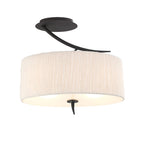 M1152 Eve Semi Flush 2 Light E27 Anthracite White Oval Shade