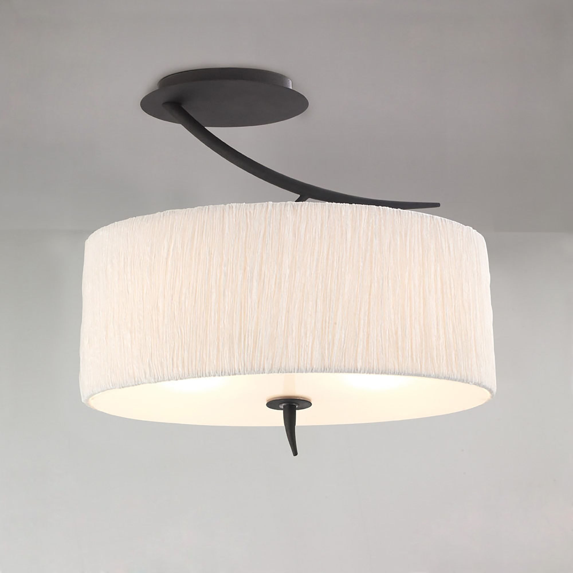 M1152 Eve Semi Flush 2 Light E27 Anthracite White Oval Shade