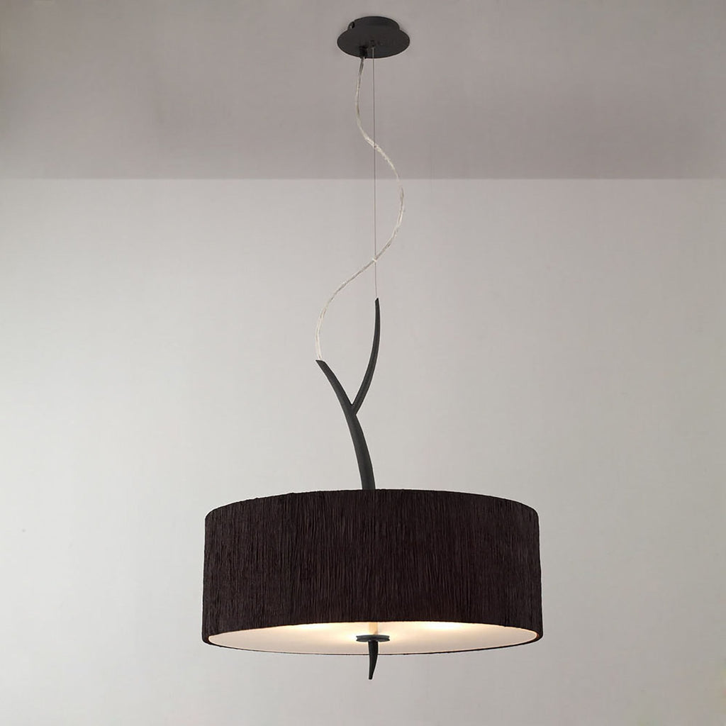 M1153/BS Eve Pendant 3 Light E27 Anthracite Black Round Shade