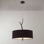 M1153/BS Eve Pendant 3 Light E27 Anthracite Black Round Shade