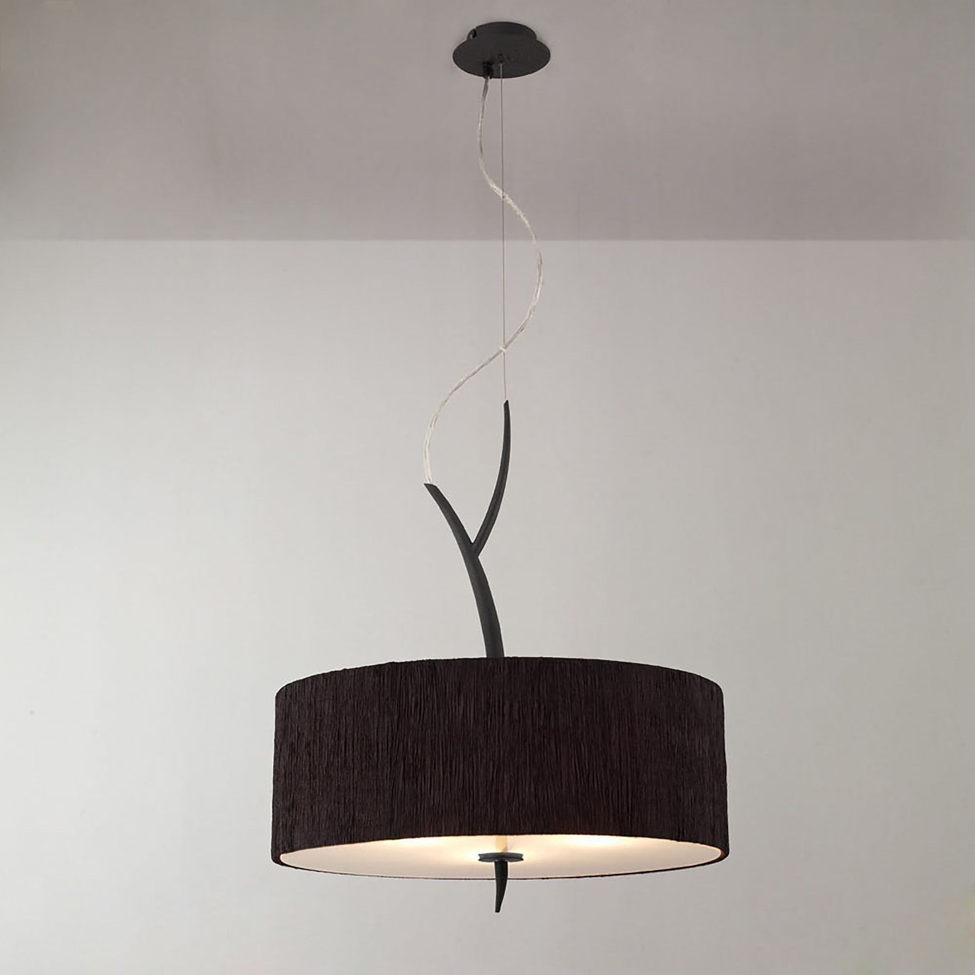 M1153/BS Eve Pendant 3 Light E27 Anthracite Black Round Shade
