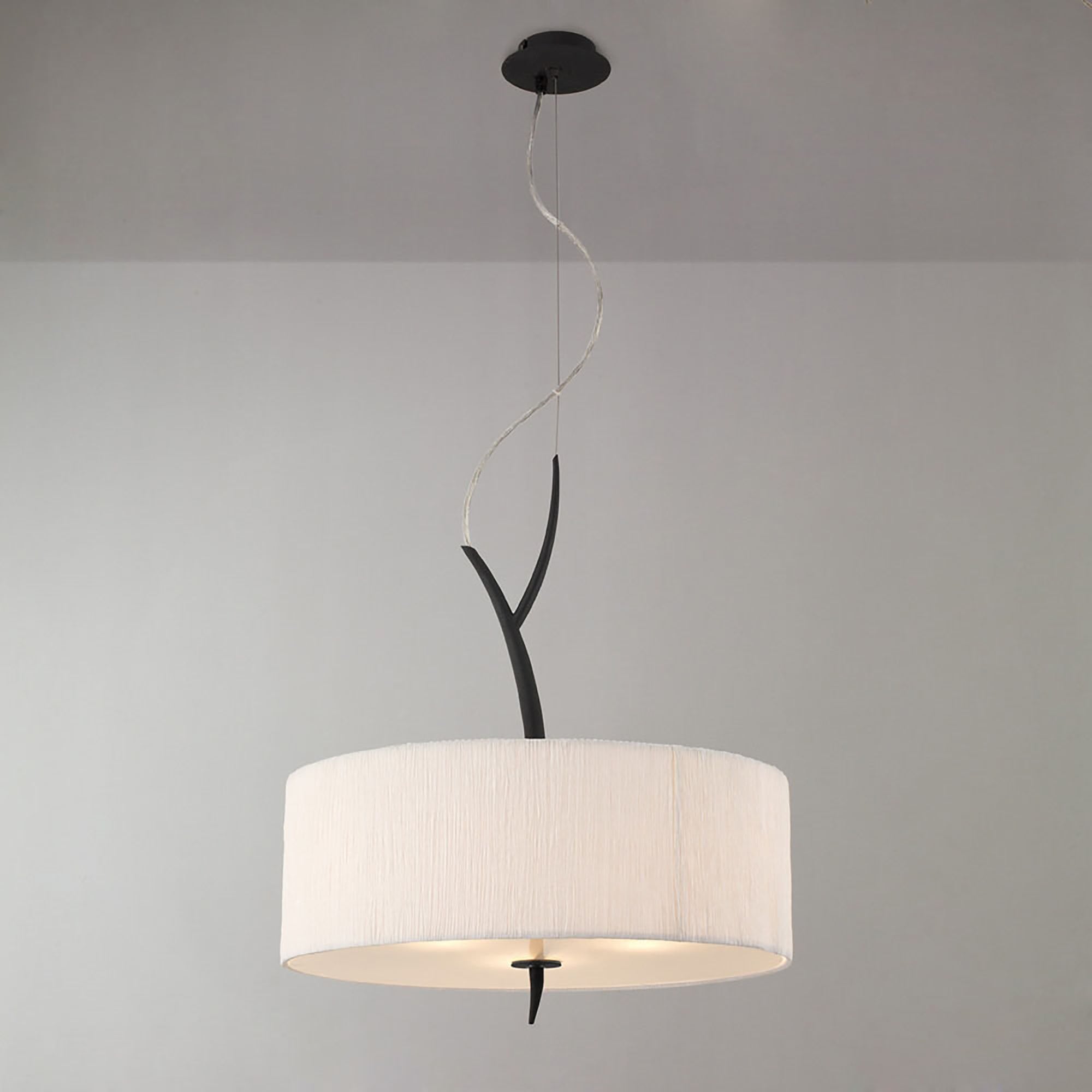 M1153 Eve Pendant 3 Light E27 Anthracite White Round Shade
