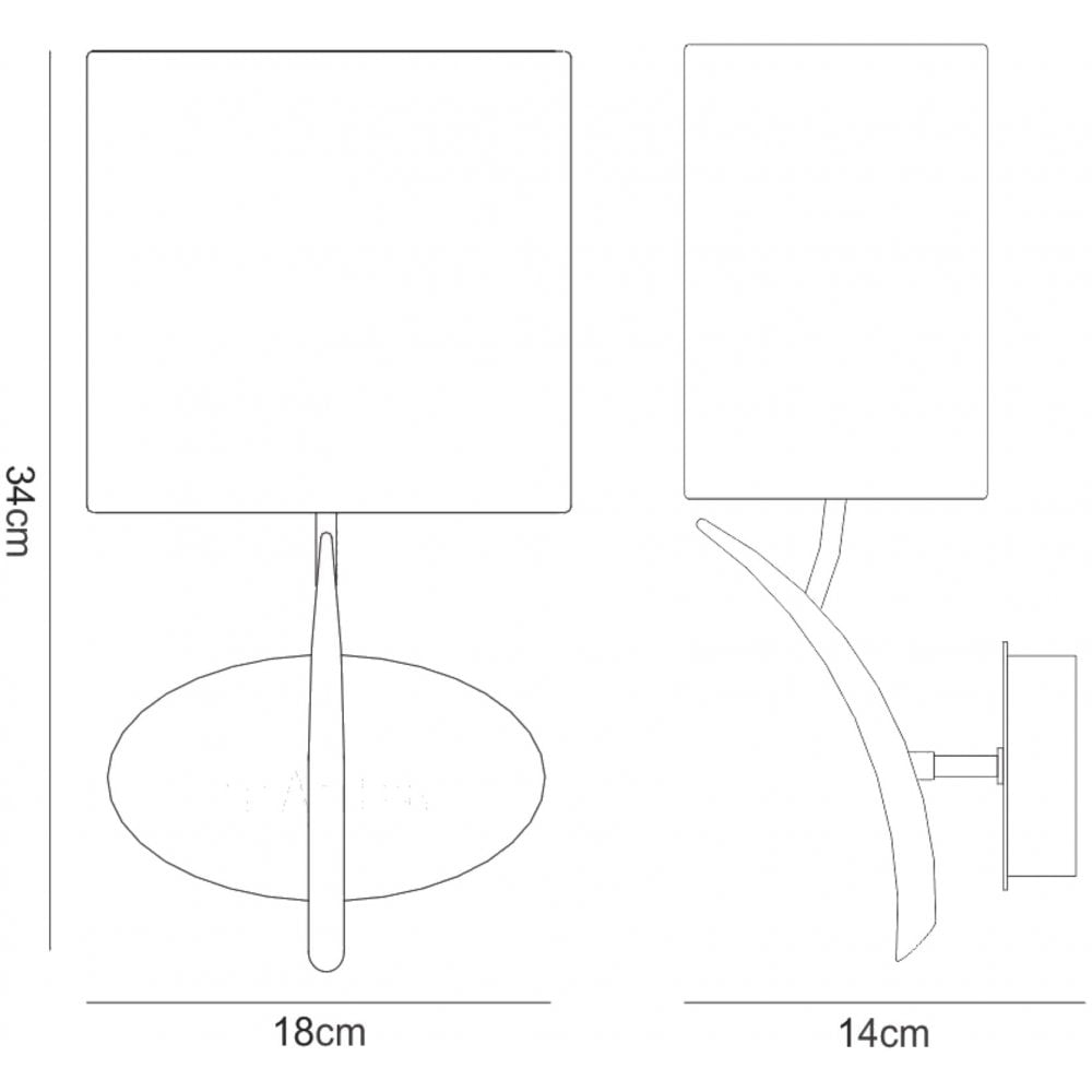 M1154 Eve Wall Lamp 1 Light E27 Anthracite White Oval Shade