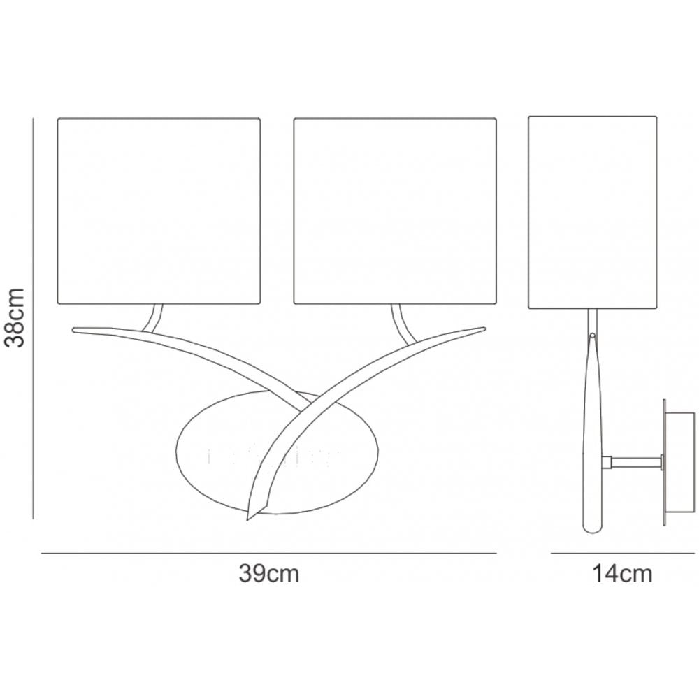 M1155/BS Eve Wall Lamp 2 Light E27 Anthracite Black Oval Shades