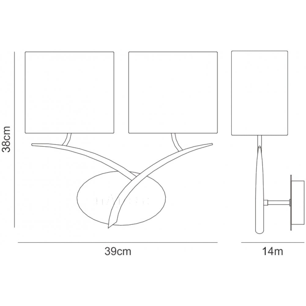 M1155/S/BS Eve Wall Lamp Switched 2 Light E27 Anthracite Black Oval Shades