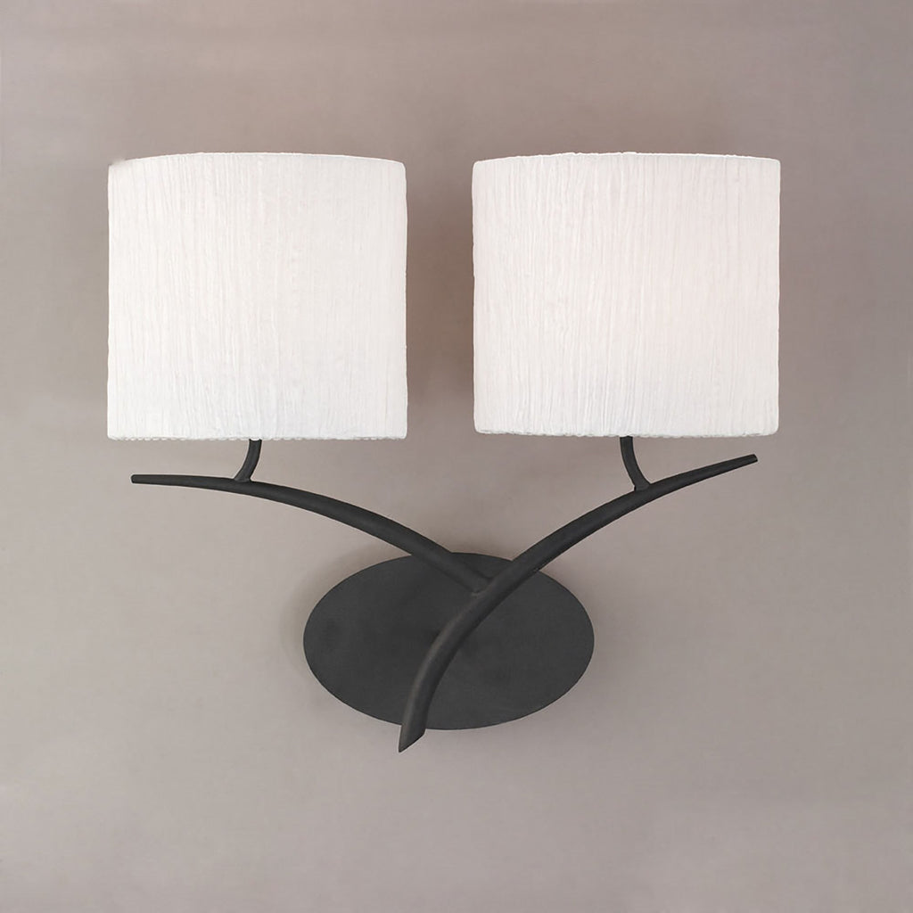 M1155/S Eve Wall Lamp Switched 2 Light E27 Anthracite White Oval Shades