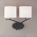 M1155/S Eve Wall Lamp Switched 2 Light E27 Anthracite White Oval Shades