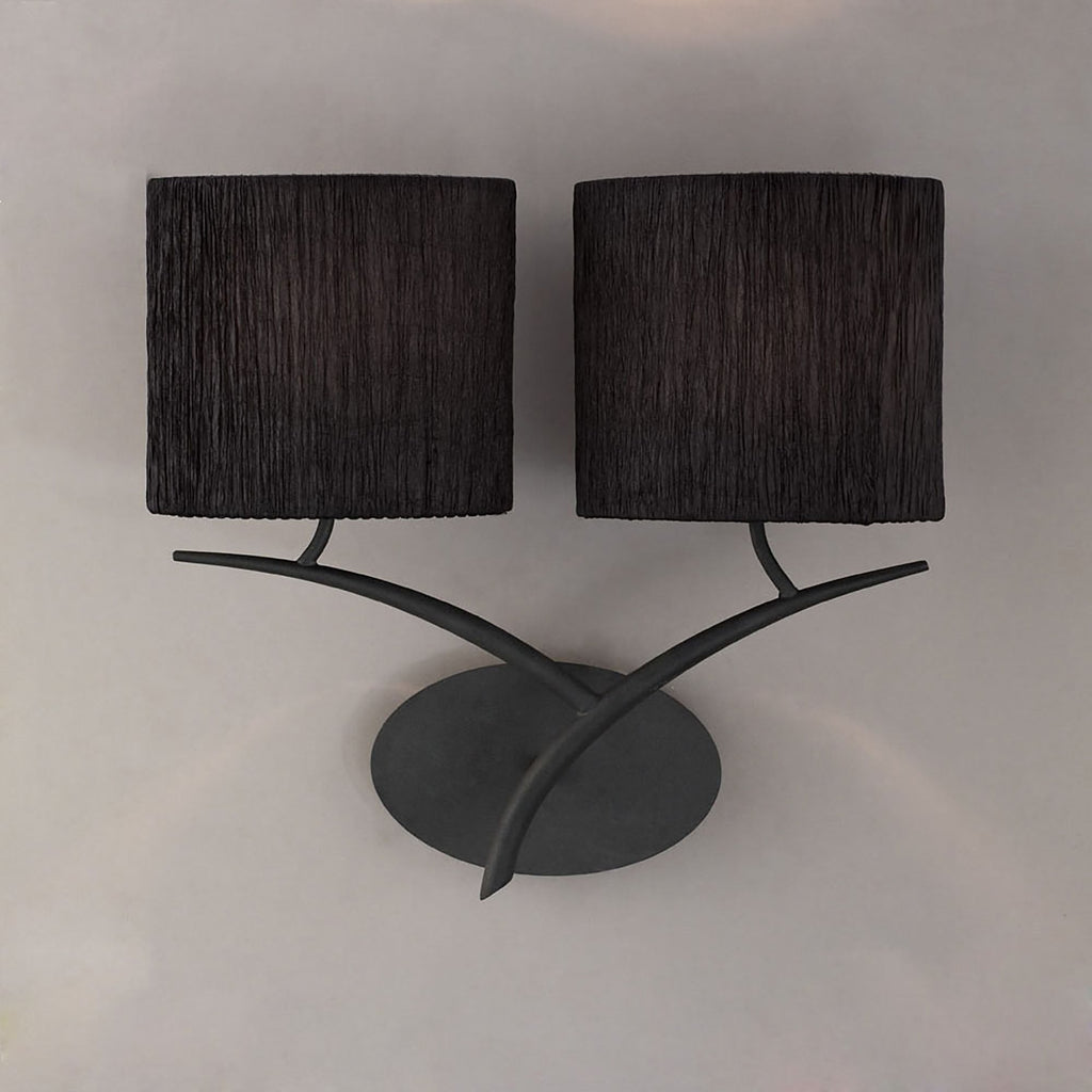 M1155/S Eve Wall Lamp Switched 2 Light E27 Anthracite White Oval Shades