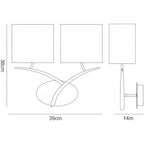 M1155 Eve Wall Lamp 2 Light E27 Anthracite White Oval Shades