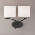 M1155 Eve Wall Lamp 2 Light E27 Anthracite White Oval Shades