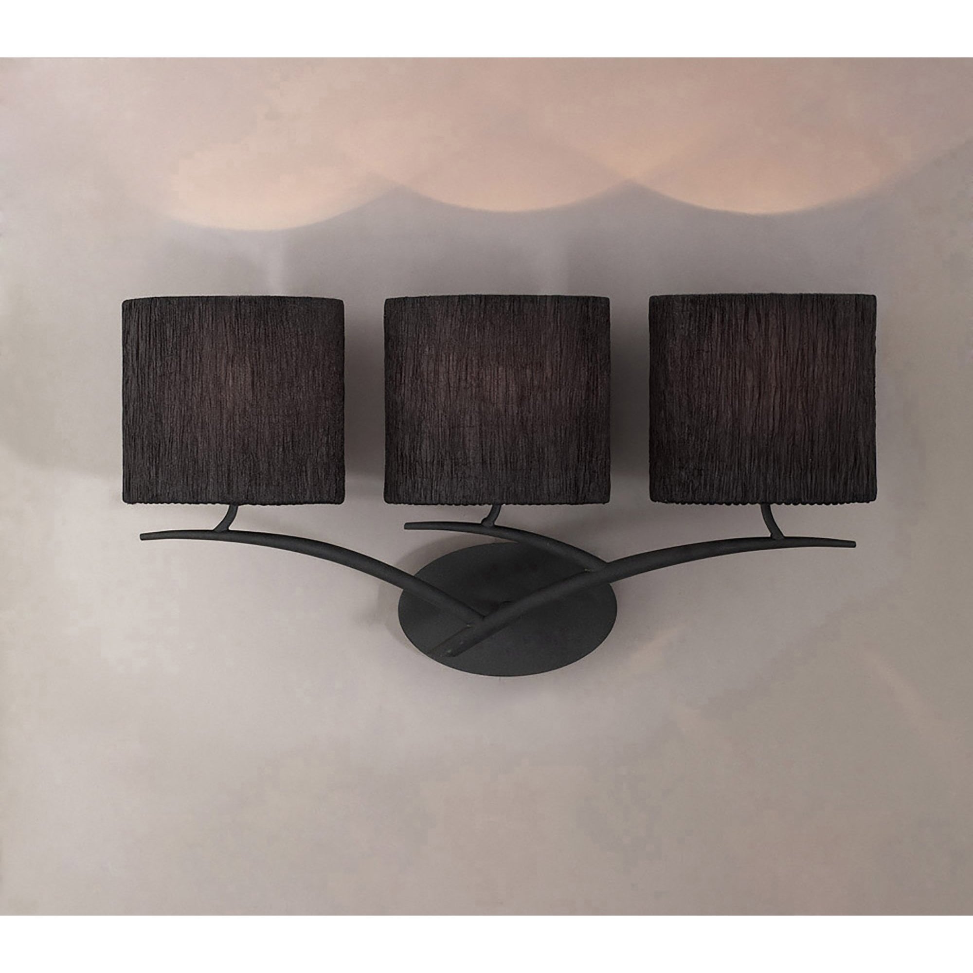 M1156/S/BS Eve Wall Lamp Switched 3 Light E27 Anthracite Black Oval Shades