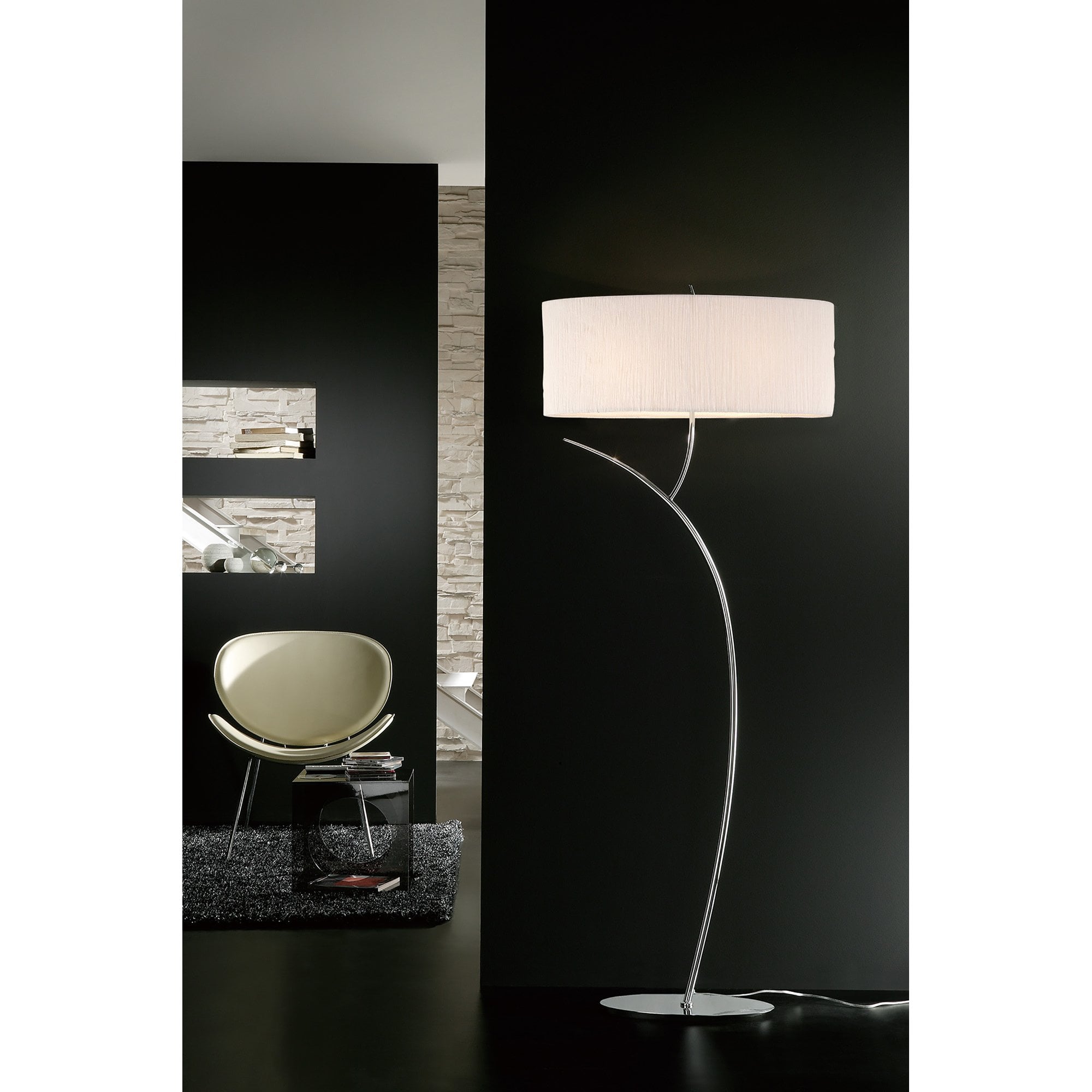 M1156/S/BS Eve Wall Lamp Switched 3 Light E27 Anthracite Black Oval Shades