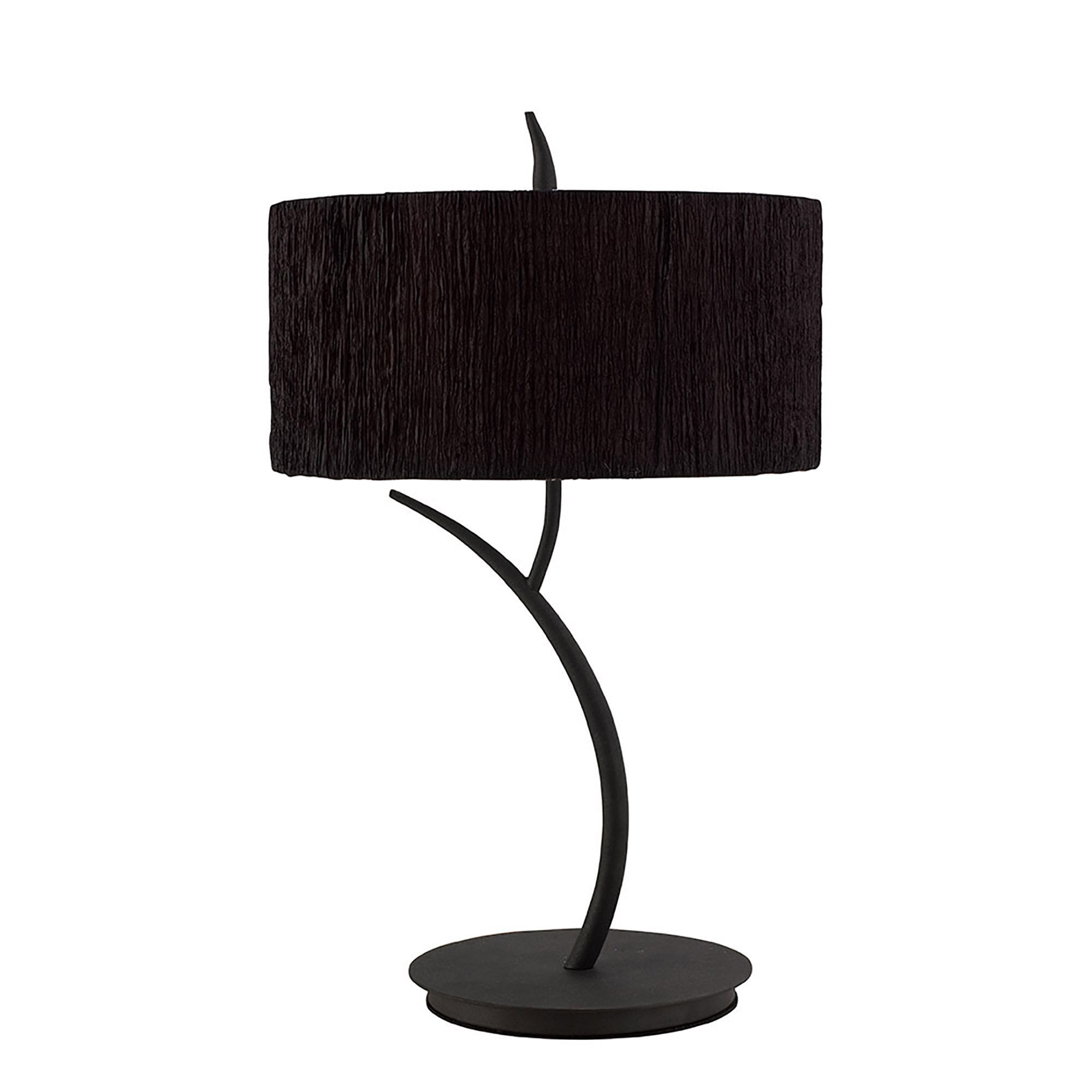M1157/BS Eve Table Lamp 2 Light E27 Large Anthracite Black Round Shade
