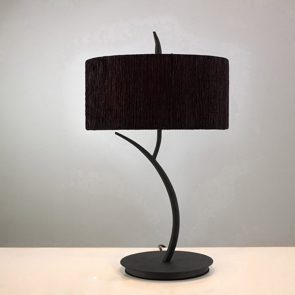 M1157/BS Eve Table Lamp 2 Light E27 Large Anthracite Black Round Shade