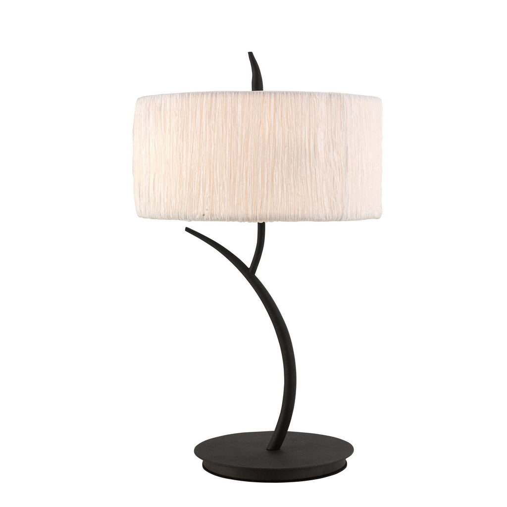 M1157 Eve Table Lamp 2 Light E27 Large Anthracite White Round Shade