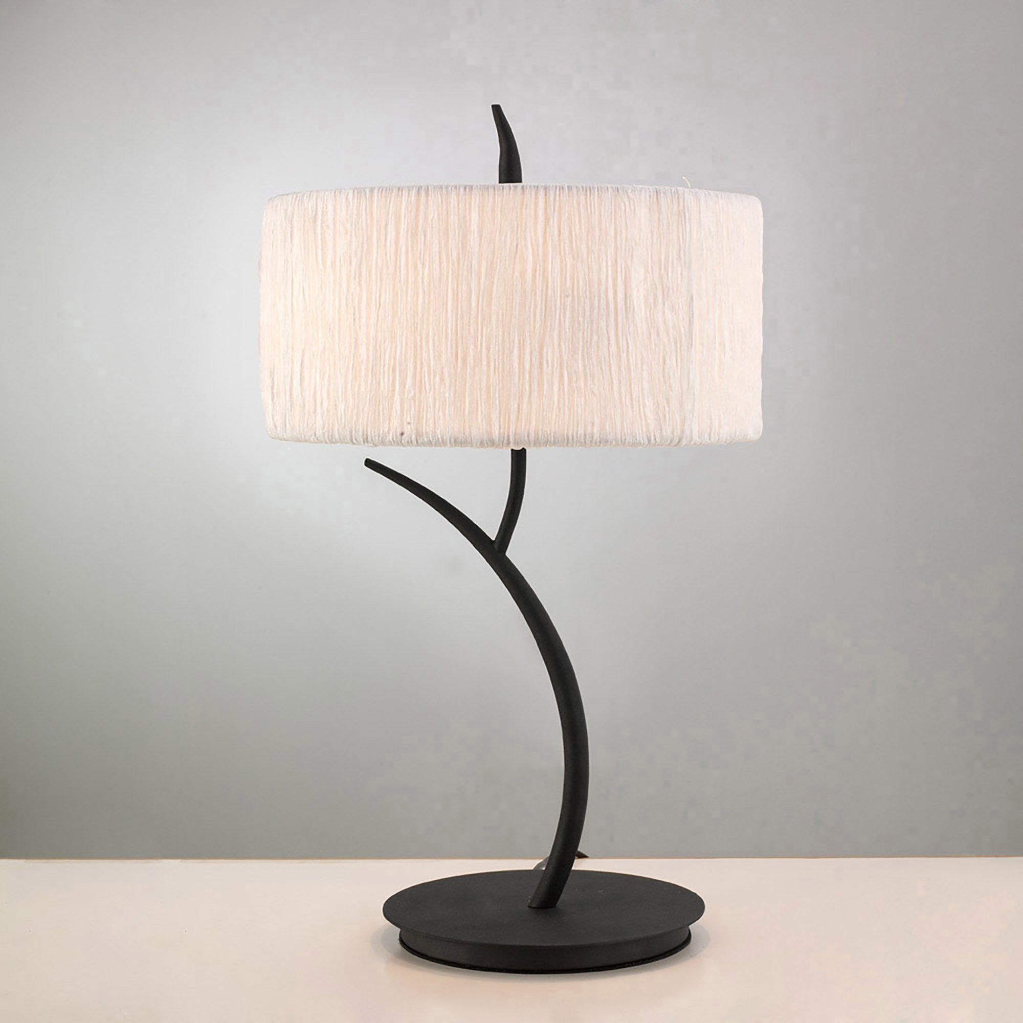 M1157 Eve Table Lamp 2 Light E27 Large Anthracite White Round Shade