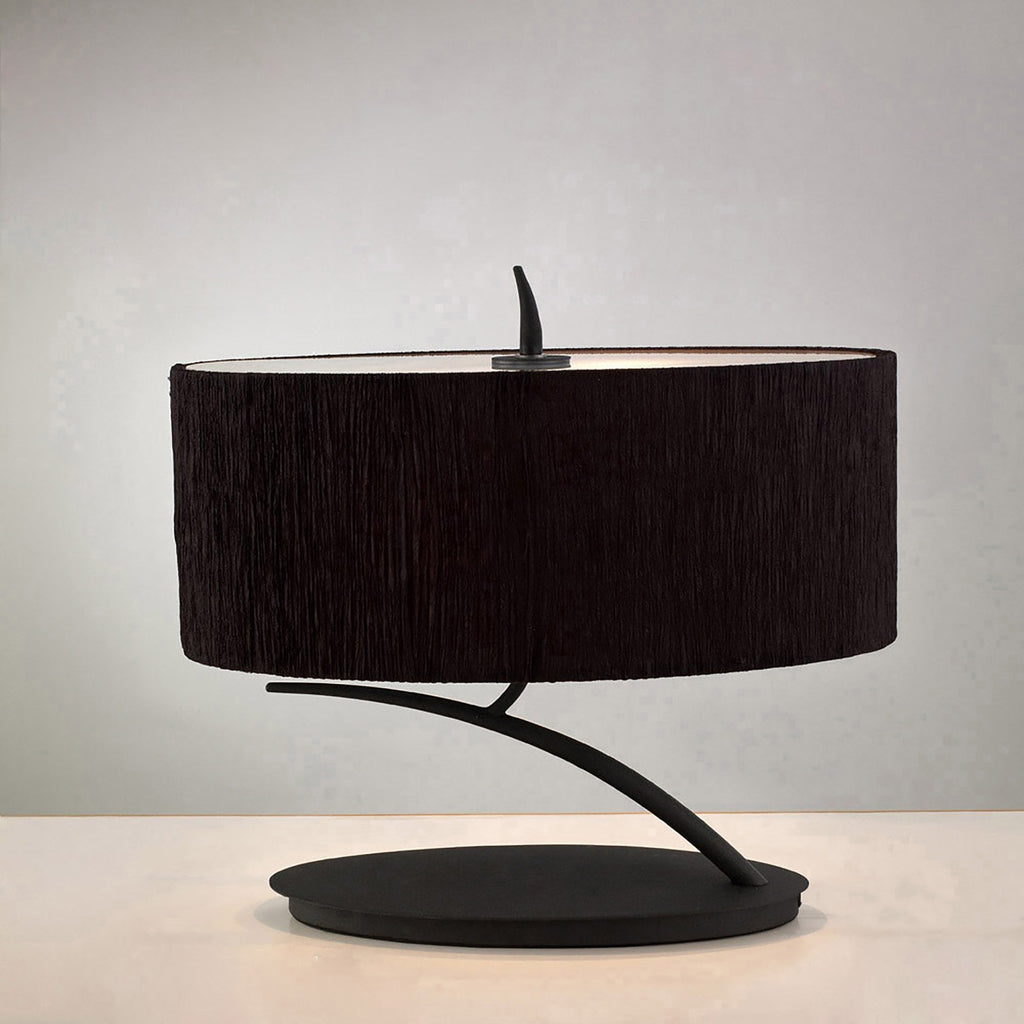 M1158/BS Eve Table Lamp 2 Light E27 Small Anthracite Black Oval Shade
