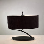 M1158/BS Eve Table Lamp 2 Light E27 Small Anthracite Black Oval Shade