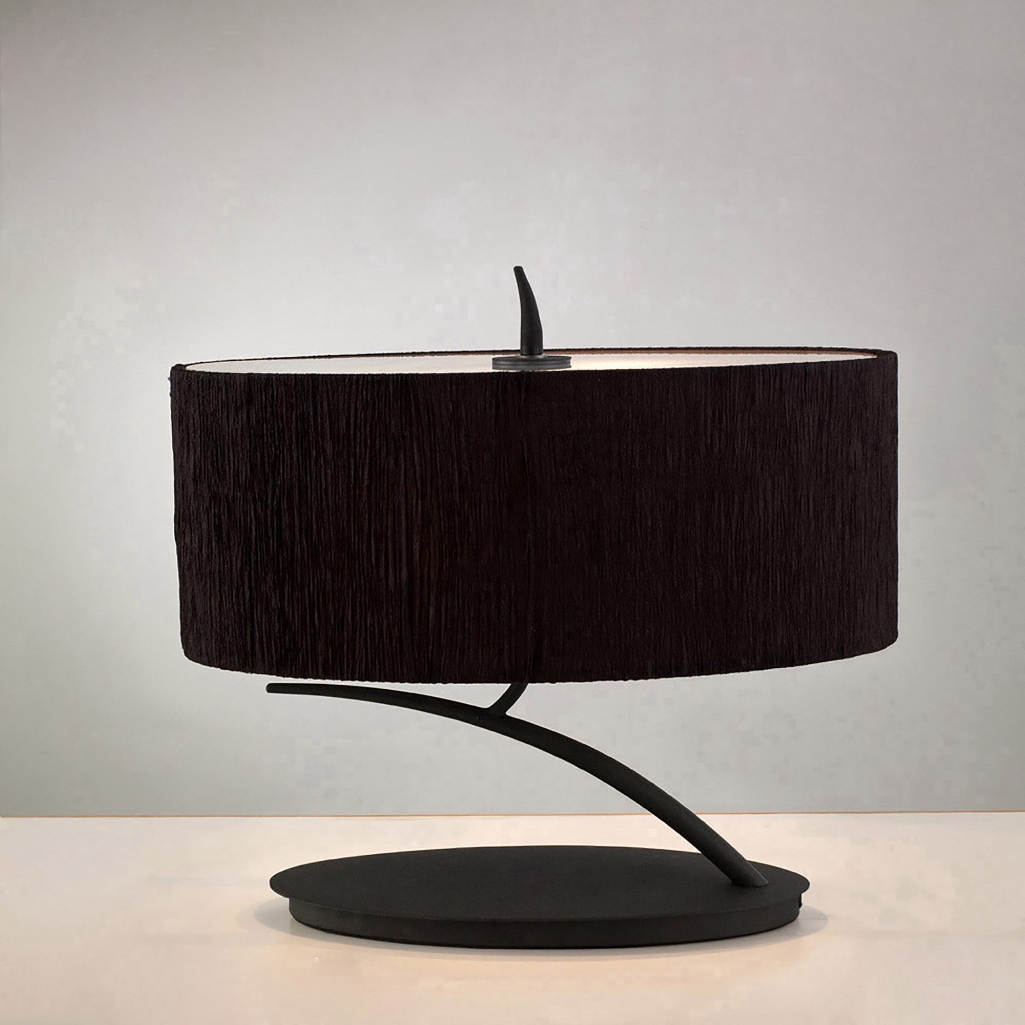 M1158/BS Eve Table Lamp 2 Light E27 Small Anthracite Black Oval Shade