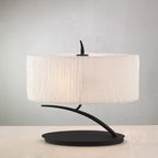 M1158 Eve Table Lamp 2 Light E27 Small Anthracite White Oval Shade