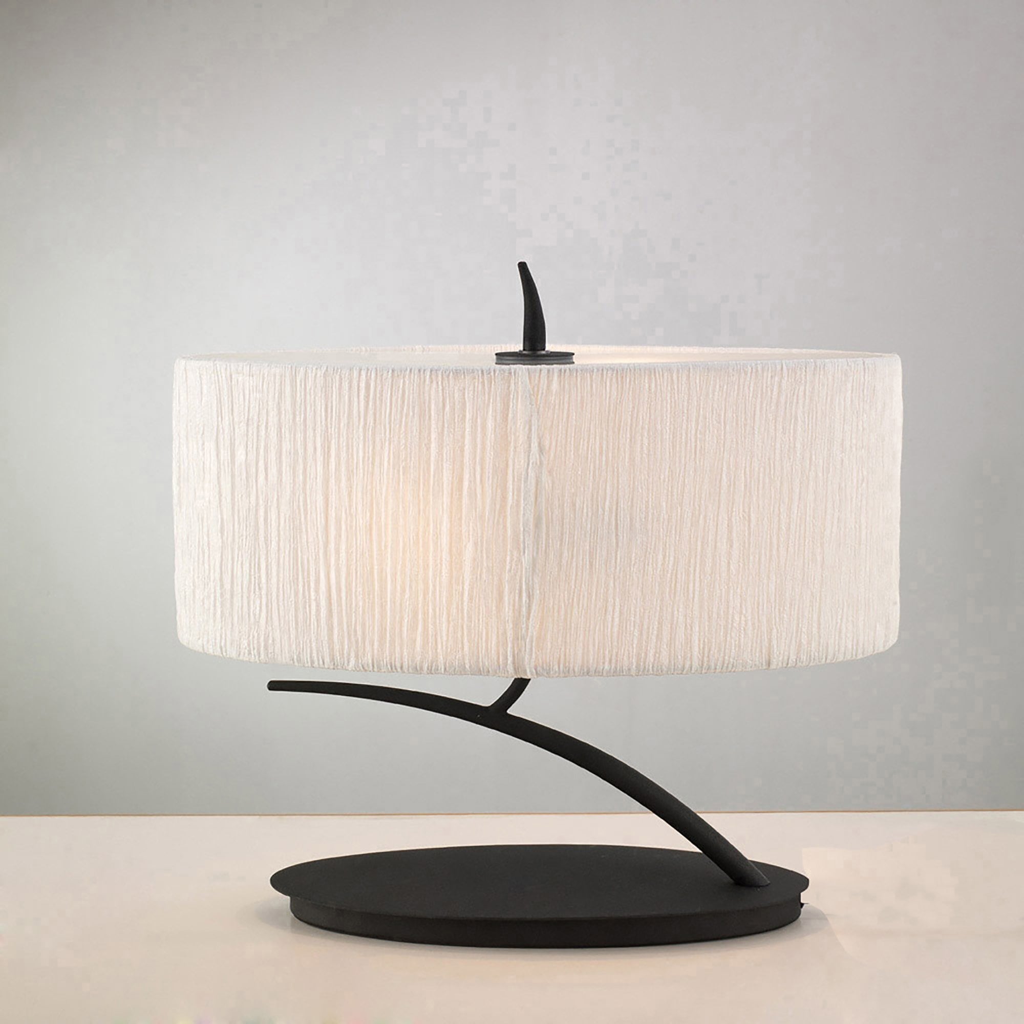 M1158 Eve Table Lamp 2 Light E27 Small Anthracite White Oval Shade