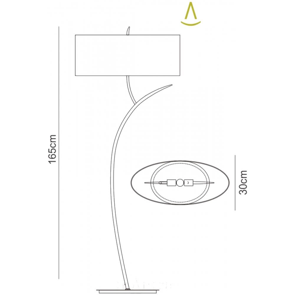 M1159/BS Eve Floor Lamp 2 Light E27 Anthracite Black Oval Shade