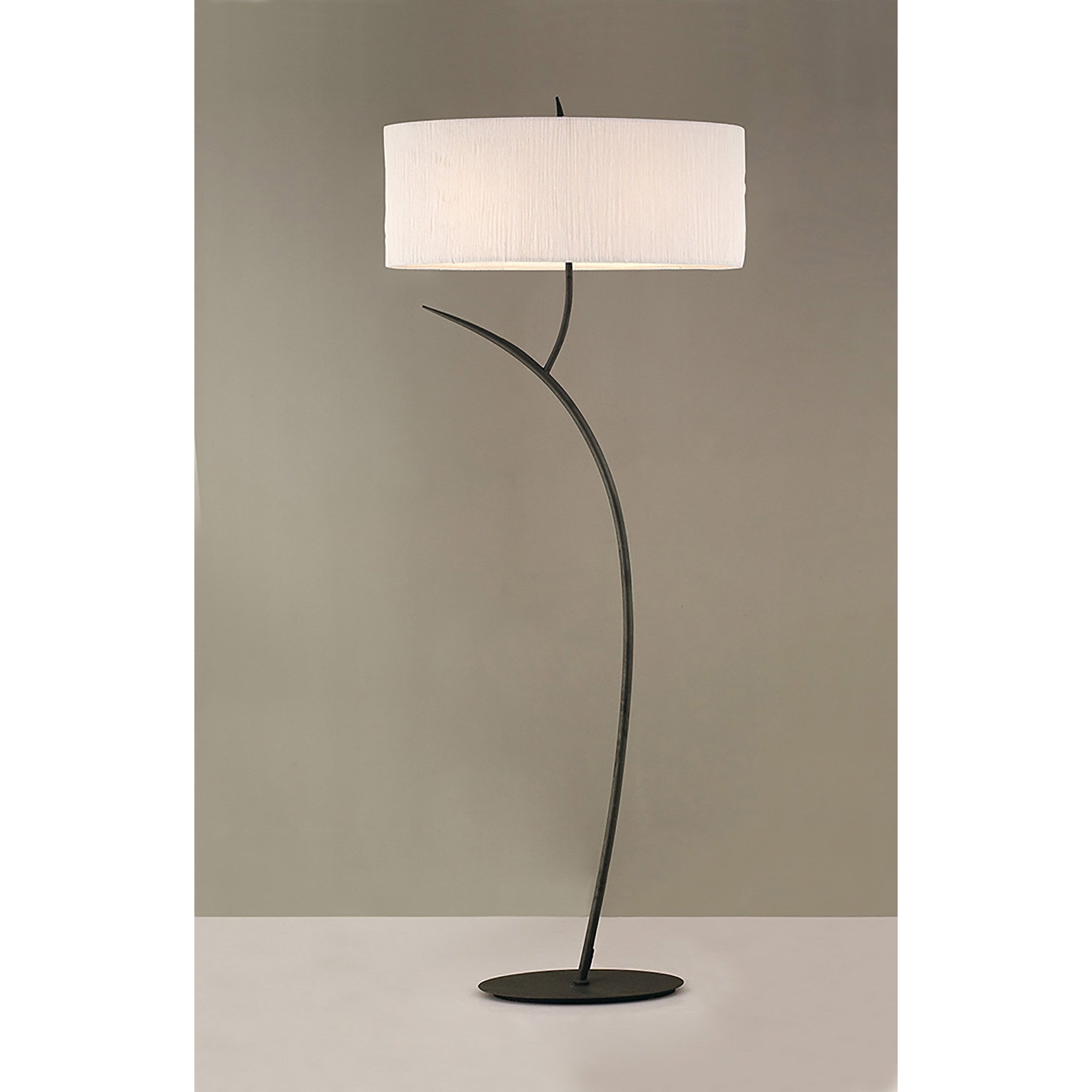 M1159 Eve Floor Lamp 2 Light E27 Anthracite White Oval Shade